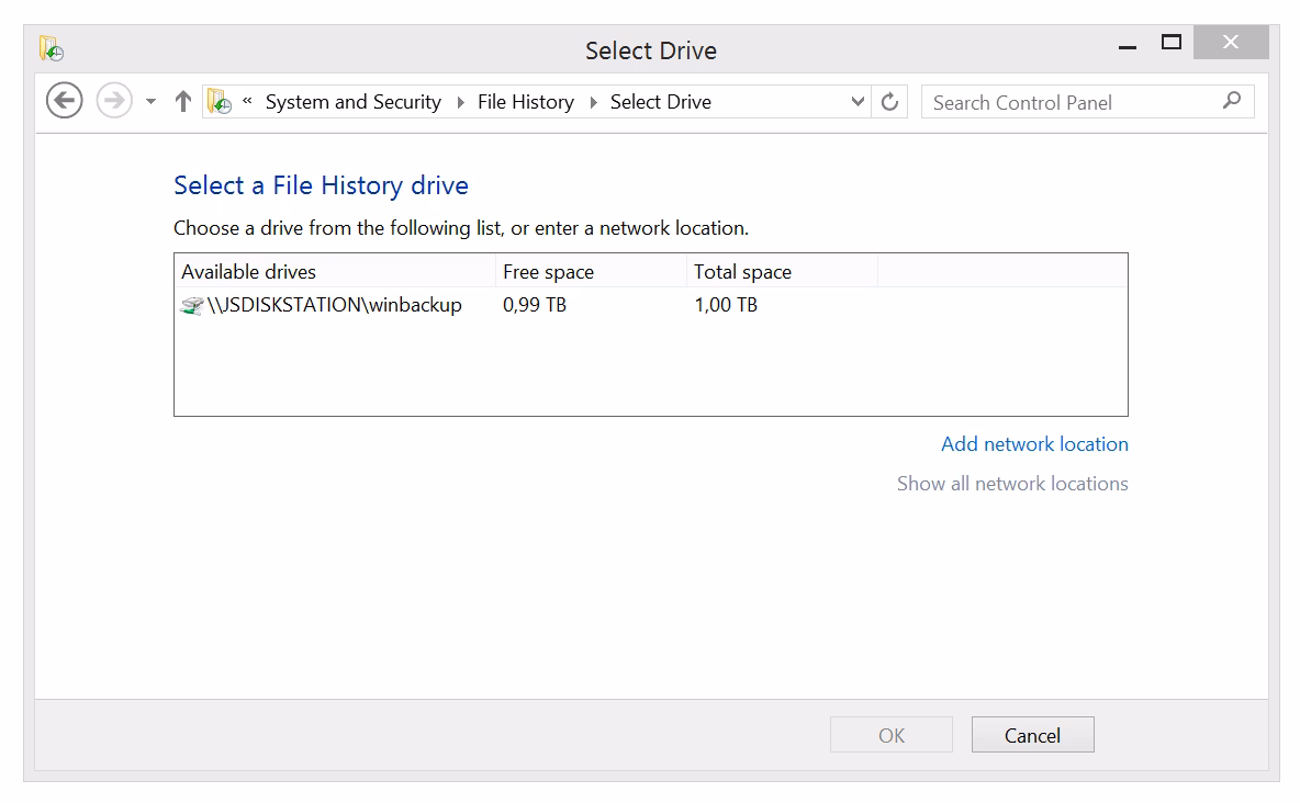 Select the network drive